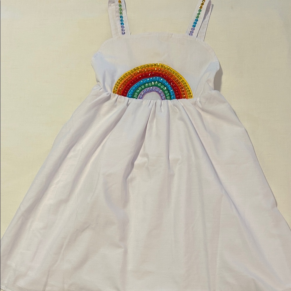Lola + The Boys White Dress with Rainbow Accents